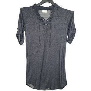 Bobbie & Brooks Ladies Blue Small Lace Up Denim Tunic Peasant Shirt